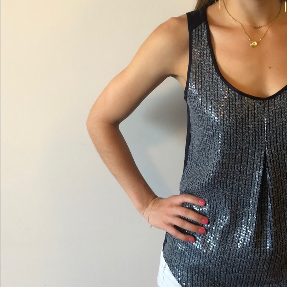 Ecru Sequined Tank Top
